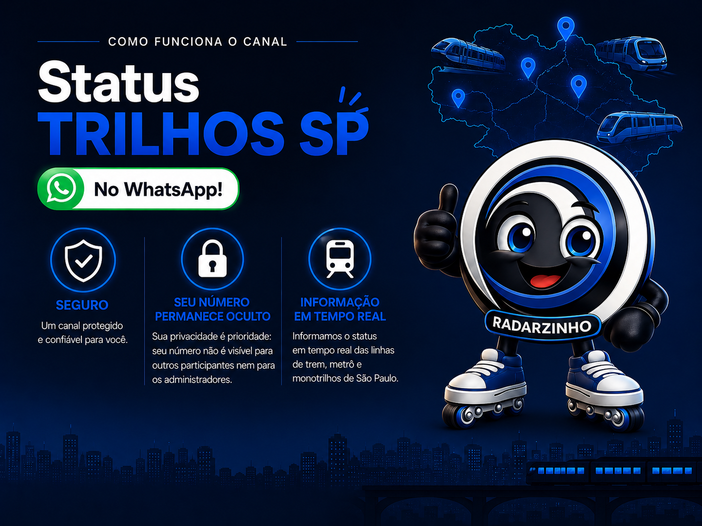 Como funciona o canal Status Trilhos SP no WhatsApp
