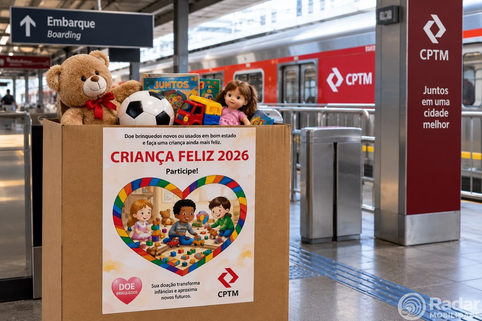 Com meta de atingir 8 mil brinquedos, CPTM recebeu até o momento 2,833 doações para o Criança Feliz 2026