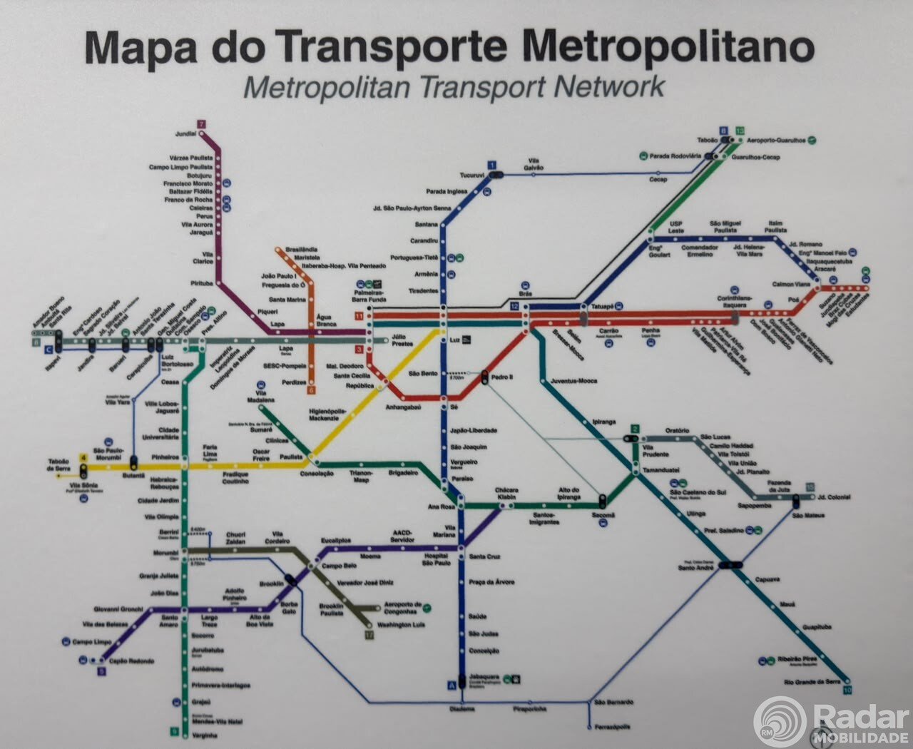 Motiva atualiza mapa metroferroviário em toda Linha 4-Amarela. Veja curiosidades